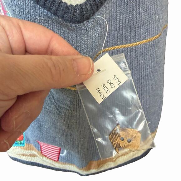 Vtg 90s Mandal Bay Sweater Vest Coastal Beach Cardigan Grannycore Teacher L NWT - Picture 5 of 10